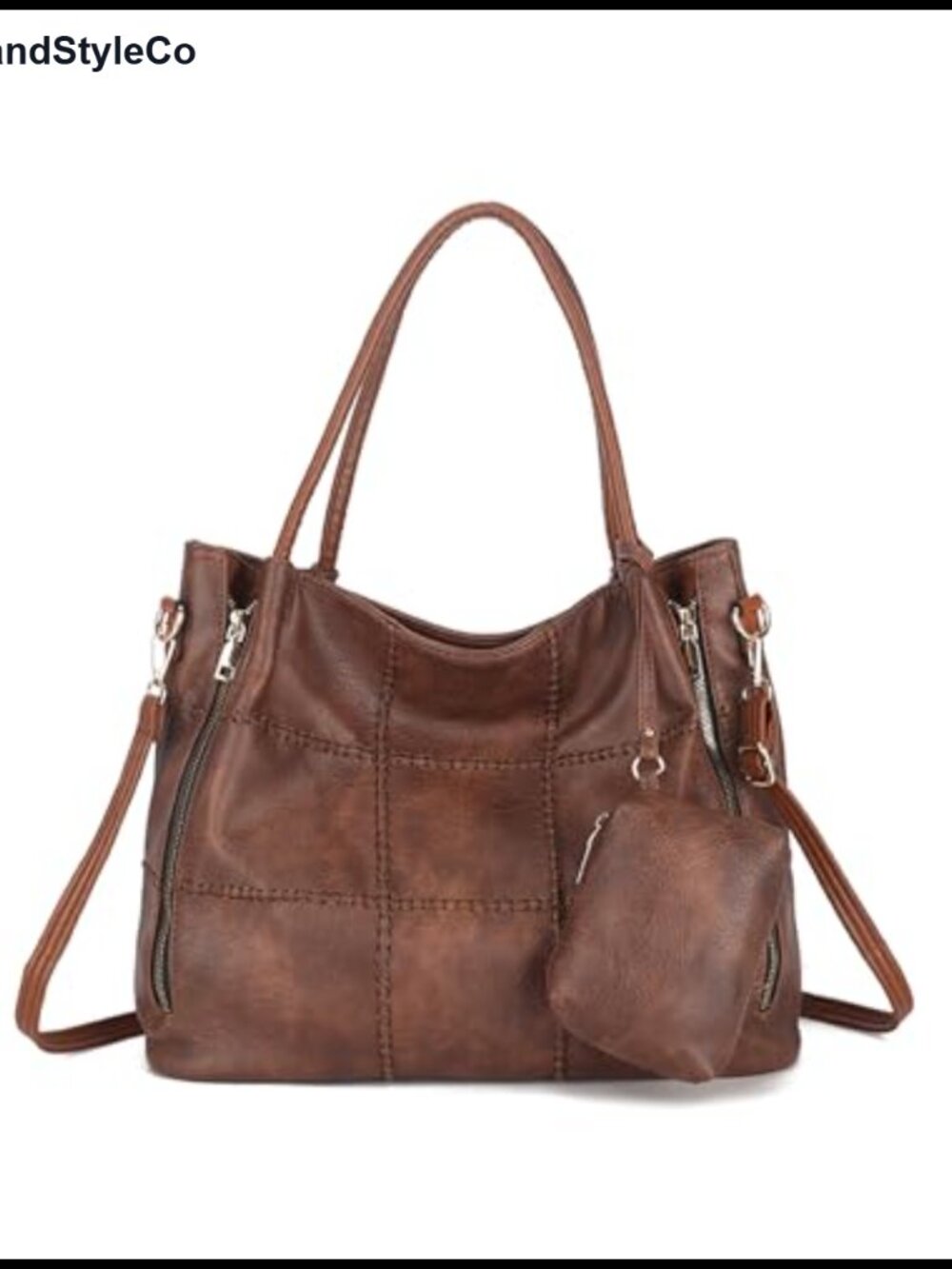 Vintage Faux Leather Large Hobo Tote Bag, Satchel Purse with Strap